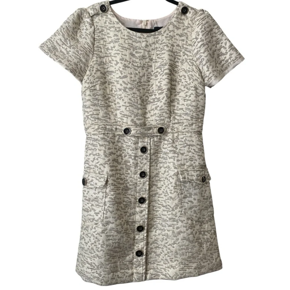 Anthropologie Moulinette Soeurs  April Jacquard Gold Midi Dress  Size 10 - Picture 2 of 10